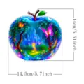 Acrylic apple ornament with magical castle and forest design, perfect for home and office decor. - Large Edge 14.5-15 / 4