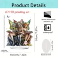 Acrylic fairy reading ornament detail view showing dimensions, thickness and waterproof feature. - Style 3