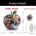 2D acrylic crystal apple bird ornament desktop home decor festival gift table display piece - Large Edge 14.5-15 / 8