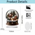 Detailed view of the 2D acrylic Christmas snow globe decoration with precise dimensions. - Style 13