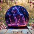 Exquisito adorno de luz nocturna de bola de cristal de gato galaxia para decoración de escritorio - Estilo 15 / Altura 20cm con Base