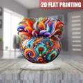 Adorno abstracto colorido de acrílico plano 2D vista detallada, pieza de decoración de escritorio. - Estilo 18 / Altura 20cm con Base