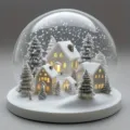Detalle de la bola de nieve de pueblo invernal iluminado con casas cálidas y abetos. - Estilo 20 / Altura 20cm con Base
