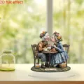 Detalle de expositor acrílico decoración de mesa diseño pareja de ancianos amorosos - Estilo 24 / Altura 20cm con Base