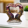 Adorno de mesa de manos de corazon de acrilico plano 2D hoja de oro vid amor regalo - Estilo 25 / Altura 20cm con Base