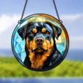 Rottweiler stained glass acrylic hanging pendant colorful dog wall decor window ornament - 15*15*0.3 / 4