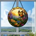Stained Glass Window Hanging Butterfly Sun Catcher Panel Beautiful Colorful Home Decor - Butterfly and Floral