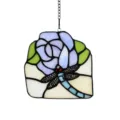 Stained glass dragonfly suncatcher window hanging flower acrylic decorative ornament for home - 17