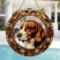 Acrylic stained glass beagle dog hanging ornament colorful round wall decor home pendant - 16
