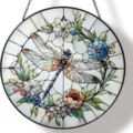 Stained glass dragonfly suncatcher window hanging acrylic floral home garden decor - 17