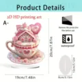 Valentine Pink Coffee House Cup Acrylic Desktop Ornament Romantic Gift for Girlfriend - 20cm / Style 5