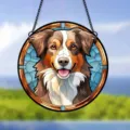 Australian shepherd acrylic hanging ornament, colorful round wall decor for home decoration. - 19