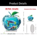 2D flat acrylic sea turtle apple ornament with stand, home desktop decor 15x14cm - Large Edge 14.5-15 / 12