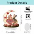 Detail view of decorative acrylic moon and rabbit standee ornament with LED light effect. - 20cm / Style 2