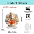 2D acrylic Ganesha table ornament detail view, showing product thickness and dimensions. - 20cm / Ganesha Style