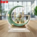 Acrylic moon mosque ornament desktop decoration Ramadan festival flat acrylic gift display item - Style 2 / Height 20cm with Base