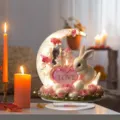 Luz Nocturna LED Luna Conejo Acrílico Decoración de Mesa San Valentín Romántico - Conejo y Castillo