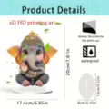 Leuke Ganesha 2D acryl ornament detailweergave met afmetingen en waterdichte instructies. - 20cm / 1
