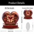 Heart-shaped 2D flat acrylic ornament detail view showcasing the romantic interior decor design. - 20cm / Style 4
