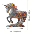 Colorful acrylic unicorn tabletop ornament with crystal details, 2D decorative display piece. - Style 4