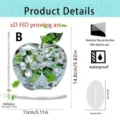 2D acrylic crystal apple ornament detail view, showing size dimensions, thickness and base. - Large Edge 14.5-15 / 15