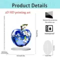 2D acrylic crystal apple decorative ornament with flower pattern for living room bedroom art setup. - Large Edge 14.5-15 / 19