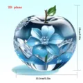 2d acrylic crystal apple ornament with blue flower table decor 15cm festival gift - Large Edge 14.5-15 / 23