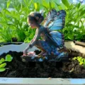Acrylic butterfly fairy garden stake detail showing fantasy elf plant pot decor in soil. - Style 2 / 30cm