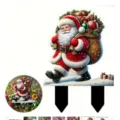 Weihnachten Acryl Weihnachtsmann Gartenstecker Rasen Topfpflanze Outdoor Dekorationen - 30cm / Weihnachtsmann (Stil 3)