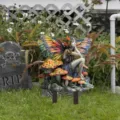 Outdoor fairy garden stake, colorful butterfly fairy sculpture with mushrooms for lawn yard decor - Butterfly Fairy and Mushroom