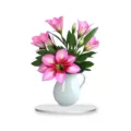 Close-up of the acrylic floral standee, showing vibrant pink lily details and clear vase design. - Style 8