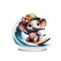 Detailed view of the cute surfing elephant acrylic standee with vibrant colors and clear print. - Style 12