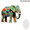 Detailed close-up view of the colorful floral elephant acrylic ornament, perfect desk decoration. - Style 30