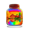 Creative acrylic standee featuring a colorful landscape jar design for home desktop decor. - Style 32