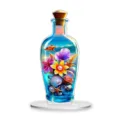 Decorative ocean bottle acrylic standee, colorful floral and fish desktop ornament for room decor. - Style 38