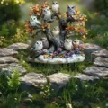 Paletto decorativo da giardino con gufi su ceppo d'albero, scultura animale per cortile e vasi. - 30cm / 1