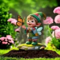 Charming garden gnome butterfly acrylic yard stake, waterproof outdoor decor detail shot. - Style 1 / 30 cm