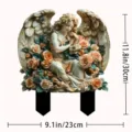 Close-up detail of the resin angel and roses garden stake, perfect for romantic patio decor. - Angel Style / 10cm