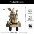 Easter rabbit playing violin acrylic garden stake detail, waterproof outdoor lawn decor. - Small 10cm / Style 1