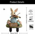 Easter bunny violin yard stake outdoor acrylic lawn decor waterproof and durable 30cm - Small 10cm / Style 2