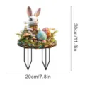 Easter bunny garden stake decorative ornament with colorful eggs for yard patio lawn pot plants - Small 10cm / 1