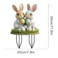 Easter bunny garden stake with colorful eggs, resin rabbit ornament for yard decor. - Small 10cm / 4