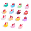 Bunte Weihnachtsmütze Ente Harz Anhänger für DIY Schmuckherstellung Handgemachte Halsketten. - Gelee Farbe Zufällig Gemischt (A10-411) / 21*18mm