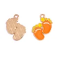 Pendentif en alliage de breloques émaillées de pieds de bébé pour colliers DIY variante couleur - Style Petite Empreinte (A10-418) / 1 Pièce (19*14mm) / Orange