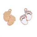 Jolies pendentifs empreinte de bébé émail alliage DIY pour colliers et porte-clés faits main. - Style Petite Empreinte (A10-418) / 1 Pièce (19*14mm) / Blanc