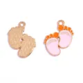 Mignon pendentif breloque en émail et alliage d'empreinte de bébé pour collier DIY fait main. - Style Petite Empreinte (A10-418) / 1 Pièce (19*14mm) / Rose