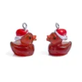 Roter Weihnachtsenten Harz Anhänger DIY Schmuck Zubehör süßer Charme für Halskette Schlüsselbund - Gelee Farbe Dunkelbraun (A10-411)