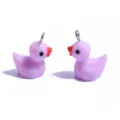 Cute pink resin duck charms for DIY jewelry making, handmade necklaces, and keychains. - Solid Color Duck Pendant (A2-256) / 20x17mm / Purple
