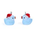 Blaue Ente Harz Charms mit Weihnachtshut für DIY Handgemachte Schmuck Halskette Anhänger. - Gelee Farbe Hellblau (A10-411)
