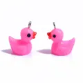 Pink resin duck charms, cute DIY jewelry pendants for handmade necklaces and keychains. - Solid Color Duck Pendant (A2-256) / 20x17mm / Rose Pink